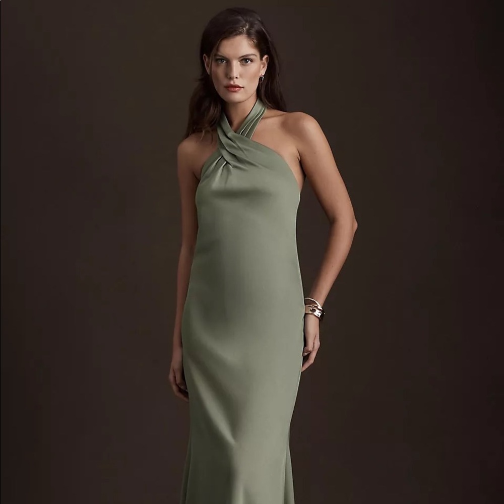 BHLDN Ruby Satin Charmeuse Dress - Moss